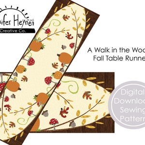 A Walk in the Woods Fall Table Runner Applique Sewing Pattern