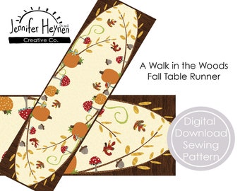 A Walk in the Woods Fall Table Runner Applique Sewing Pattern