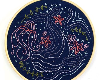 Whale Embroidery Pattern - PDF