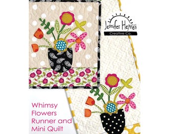 Whimsy Flowers Runner and Mini Quilt Sewing Pattern - Digital