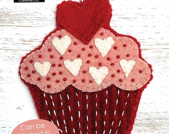 Wool Valentine Cupcake Ornament Sewing Pattern