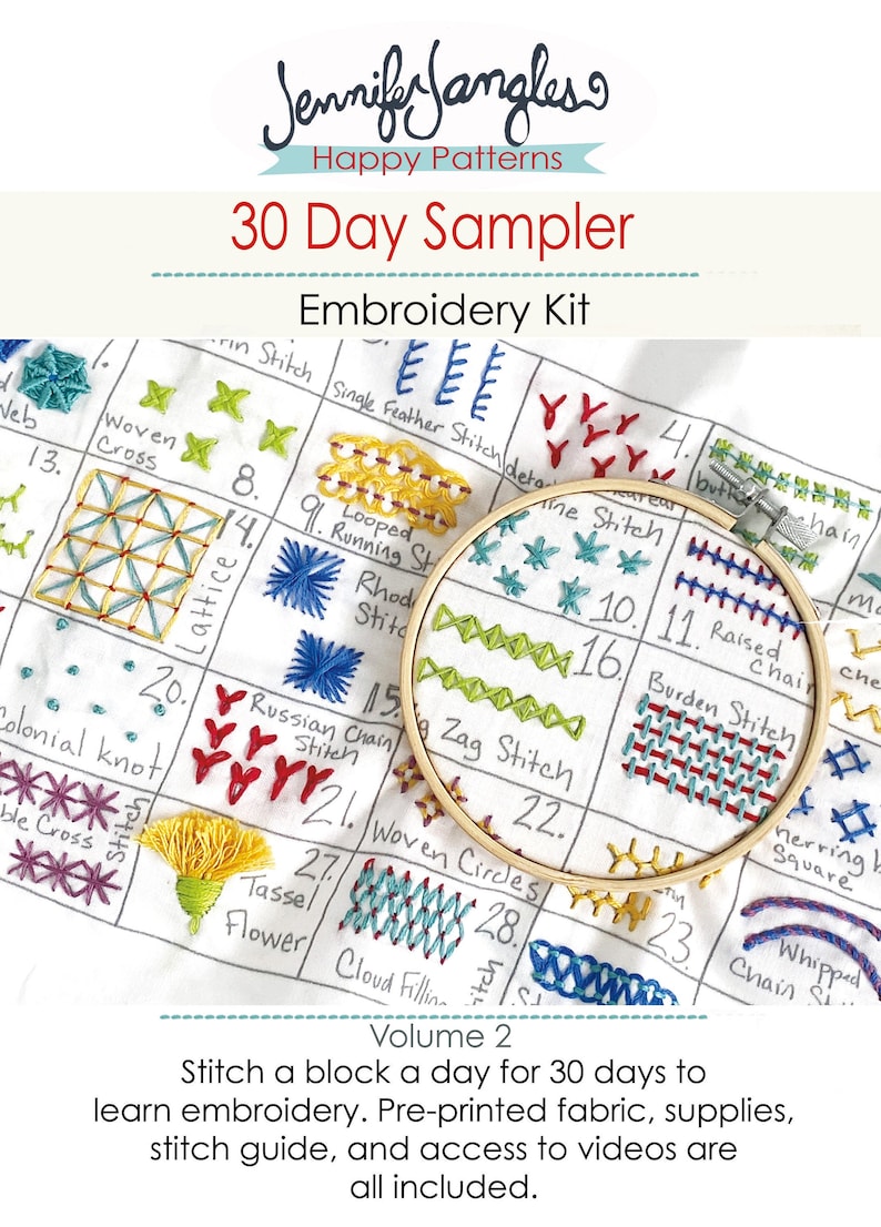 VOLUME 2 30 Day Sampler Embroidery Class Kit and Video Class image 1