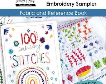 100 Stitches Embroidery Sampler Fabric Panel and Reference Book
