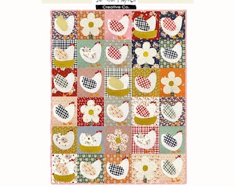 Chickens in the Yard Applique Quilt Pattern - Pdf Digital