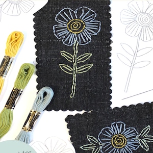 Blue Flowers Stick and Stitch Embroidery Kit