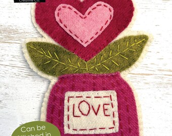 Wool Heart in a Vase Ornament Sewing Pattern