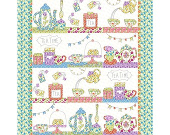 Tea Time Applique Quilt Sewing Pattern - Digital