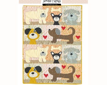 Lucky and Friends Dog Applique Quilt Pattern - Pdf Digital File