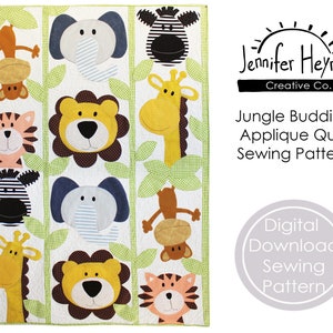 Jungle Buddies Applique Quilt Sewing Pattern image 1