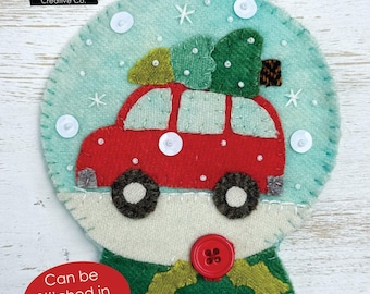 Nähvorlage für eine Schneekugel aus Wolle für den Winter
