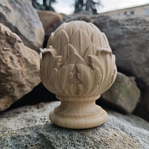 Artichoke wooden finial cap for stair newel post. The price is for one piece.