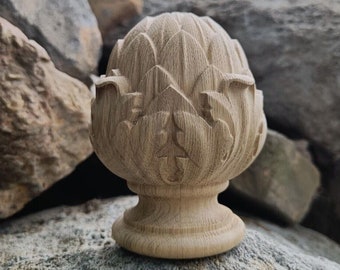 Artichoke wooden finial cap for stair newel post. The price is for one piece.