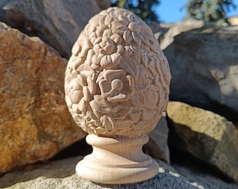 Flowers wooden finial cap for stair newel post