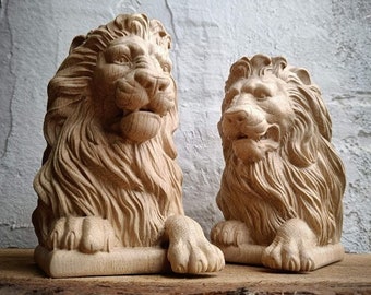 Lion wooden finial cap for stair newel post