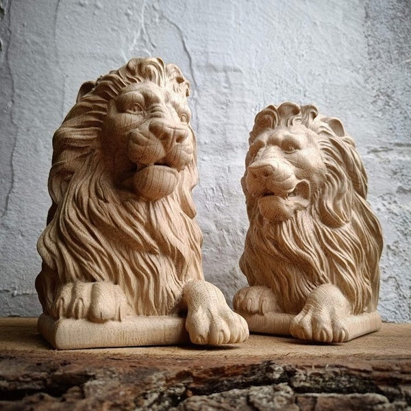 Lion wooden finial cap for stair newel post