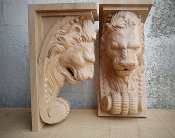 Lion head wooden classic corbel. The price is for one piece.