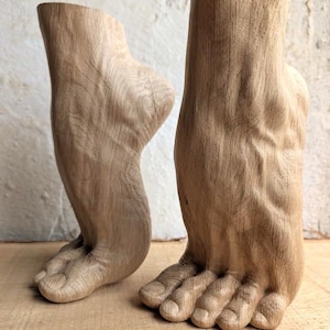 Patas esculturales de madera maciza de roble (juego de 2, izquierda y derecha) – Patas decorativas para muebles o elementos decorativos