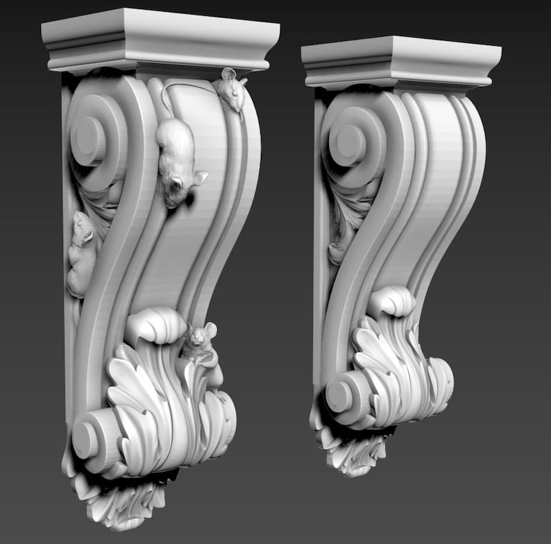 Rectangular Corbel Wooden Corbel With Acanthus and Field Mice. the Price is for One Piece ...