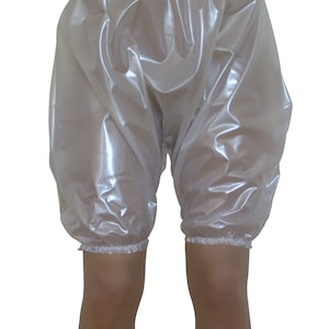 May include: Clear plastic shorts with elastic waistband and leg openings.