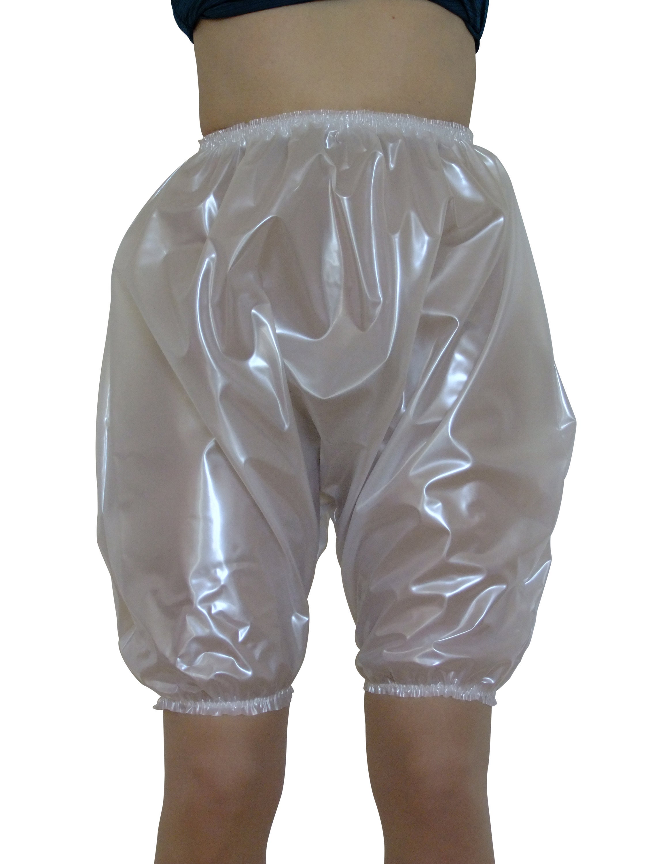 Adult Plastic Pants,Reusable Washable Adult Rubber Pants, Waterproof  Incontinent Underpants,Adult Transparent Polka Dot PVC Open Button Plastic  Shorts