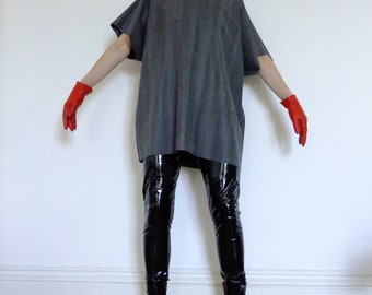 Black Rubber Tee: Handmade Latex Silicone Mix Top, Unisex