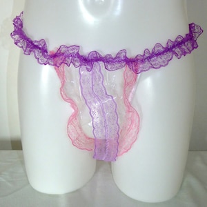 PVC Briefs Sissy Panties Glass Clear Frilly Lacy Pink Undies Pants Knickers Vinyl Roleplay Diaper Cover Pant Loose Fit