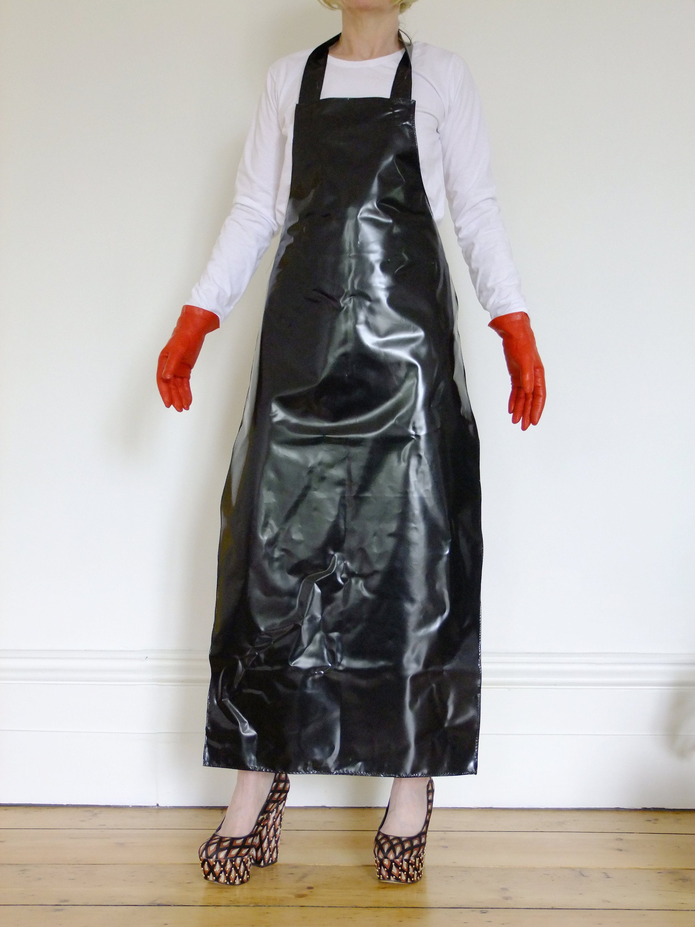 Pure Latex Rubber Apron Black Sissy Roleplay Overall Waterproof Pinny Gummi 