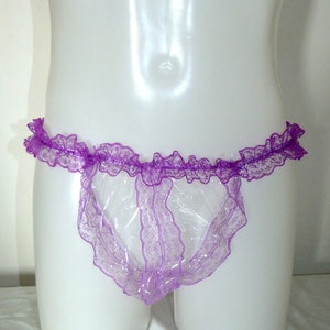 Plastic Panties Sissy Adult  Knickers See Thru Clear Vinyl Pants Briefs Underwear Frilly Roleplay Undies Wide Crotch Diaper Cover Loose Fit