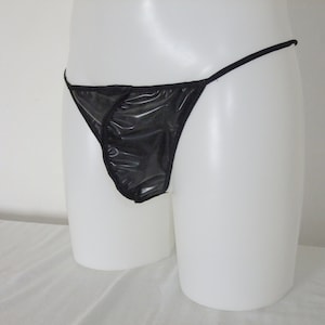 Mens Shiny Black Latex Thong: Posing Pouch Tanga Brief