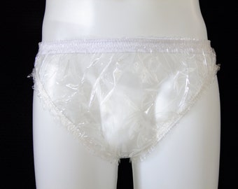 Glass Clear PVC Panties Briefs Tanga Pants Plastic Knickers Roleplay Skimpy  Sexy