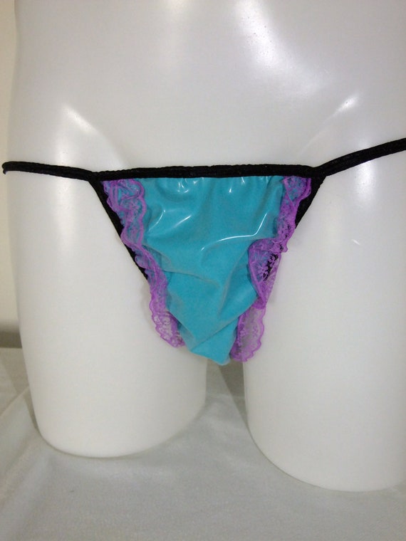 Latex Thong Wide Crotch Tanga Brief Rubber Panties Pants Panty