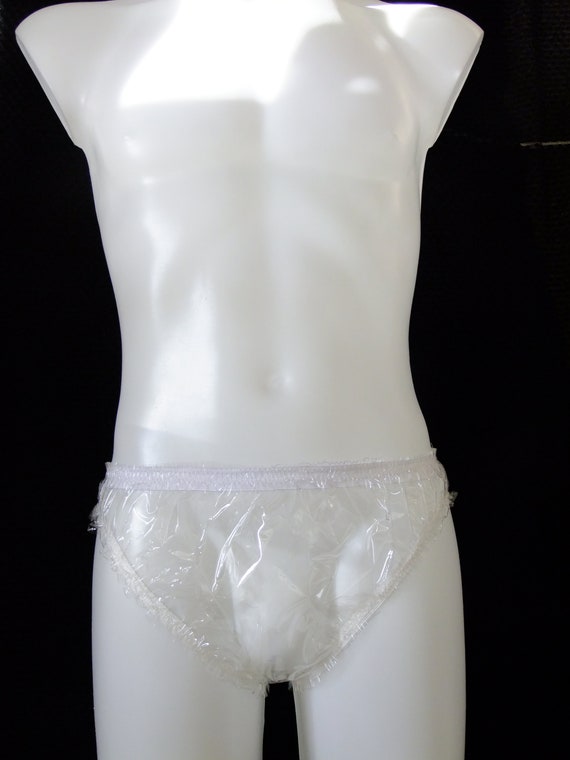 Glass Clear PVC Underwear See Thru Panties Pants Knickers Mens