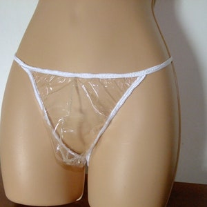 Tanga transparente de PVC para hombre: ropa interior de plástico transparente