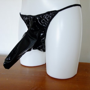 Shiny Black PVC Mens Underwear Sheath Panties  Underwear Sissy Knickers One Size Plastic Jock Vinyl Slips Sissification