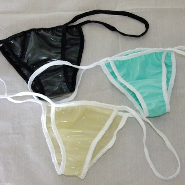 Pure Latex Rubber Mini Briefs Skimpy Tanga Panties Pants Underwear Undies Thong Buy 1 or set of 2 or 3, 3 different colours.
