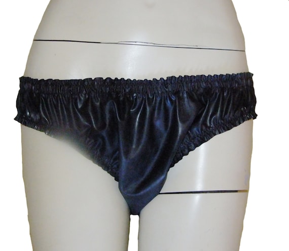 Wide Crotch Black Rubber Panties Latex Mix Pants Knickers Non