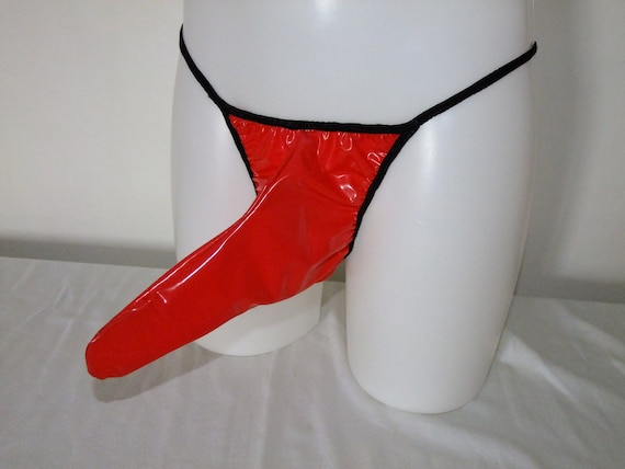 Men's PVC Sheath Panties, Shiny Red Underwear, Roleplay, One Size