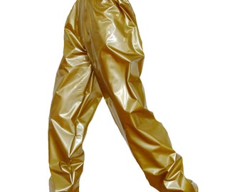 ZEROYAA Mens Night Club Metallic Gold Suit Pants/Straight Leg Trousers 