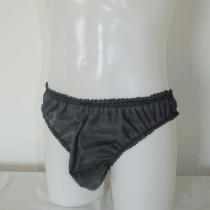 Mens Latex Mix Briefs: Black Rubber Posing Underwear