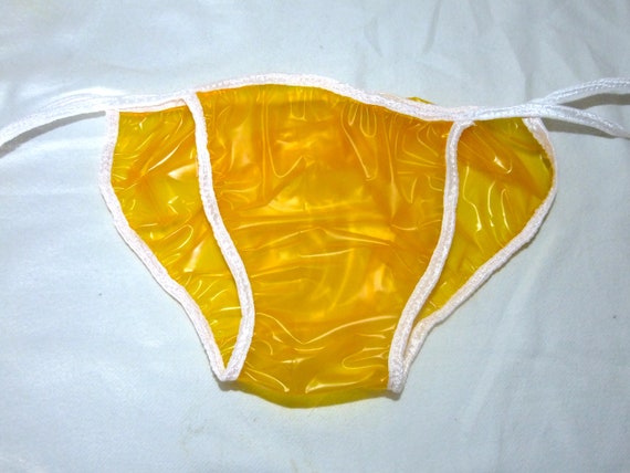 Clear Orange PVC Skimpy Panties, Pants, Knickers, Tanga Briefs