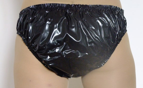 Shiny Black PVC Briefs. One Size M/L. Pants, Panties, Baggy