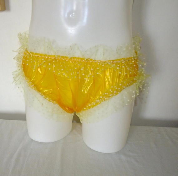 Sissy PVC Pants Frilly Plastic Panties Knickers Underwear Vinyl Briefs See  Through / Clear Roleplay Orange Lace Lacy Undies -  Denmark