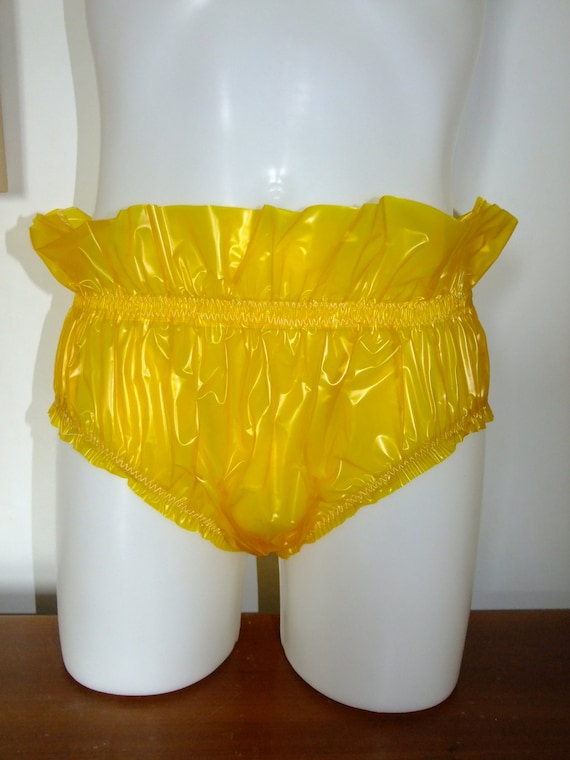 Clear PVC Panties Adult Shorts Oversized Man Male Lingerie Transpartent PVC  Underwear Lingerie,Green,L