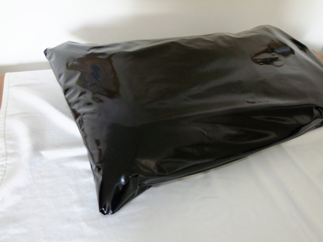 Shiny Black PVC Pillow Cases Case Glossy Vinyl Plastic Bedding Roleplay