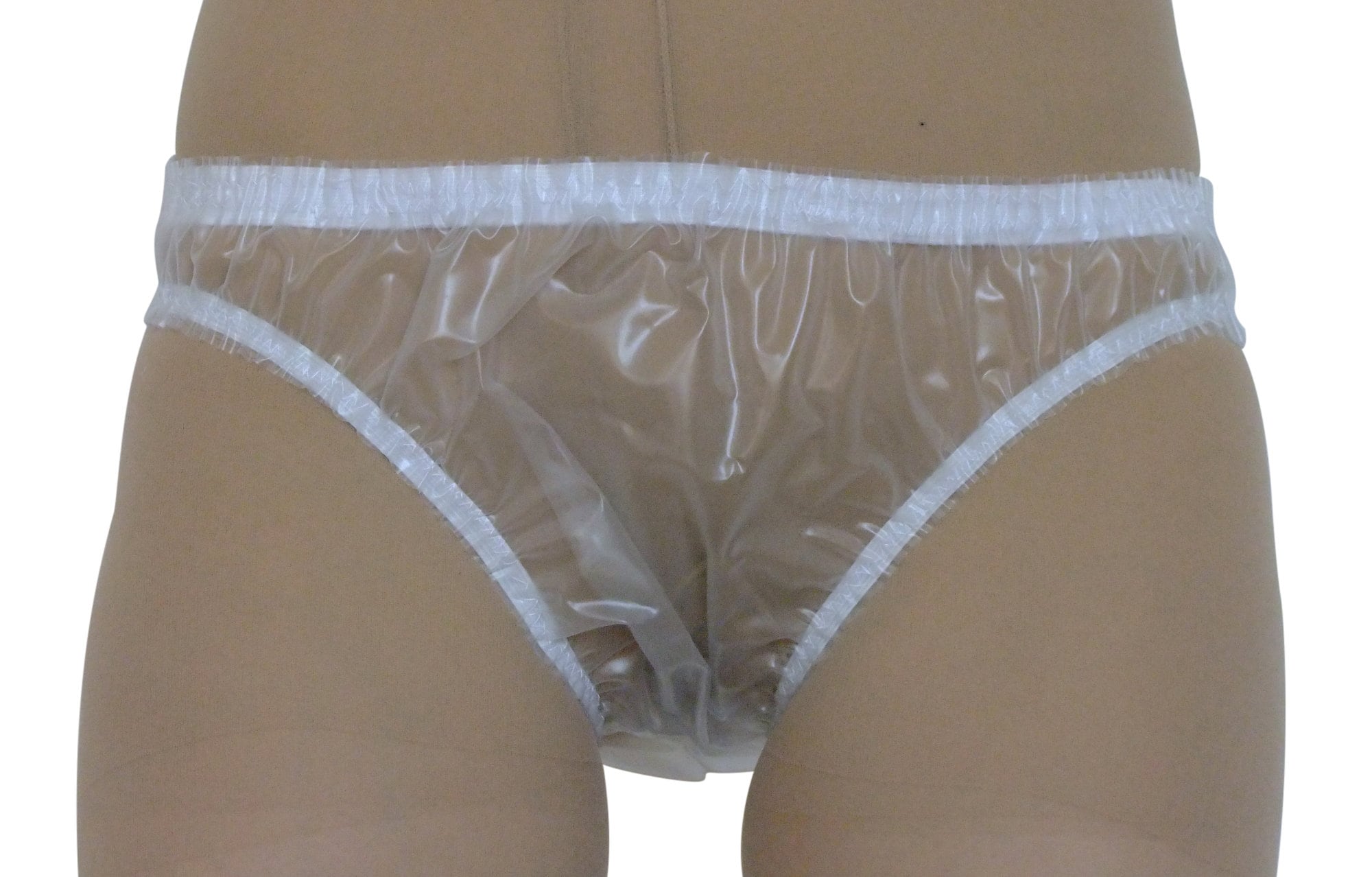 Semi Clear PVC Briefs (Knickers, Pants, Panties) See Through Plastic  Underwear. Size M/L.