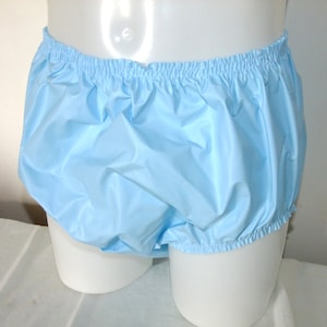 PVC Panties Pants Full Knickers Vinyl Diaper Cover Plastic Underwear Roleplay Sissy Undies Unisex Non-Binary Old Fashioned Briefs Blue