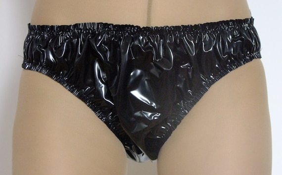 Shiny Black PVC Briefs. One Size (M/L). Pants, Panties, Baggy Knickers,  Plastic Underwear.