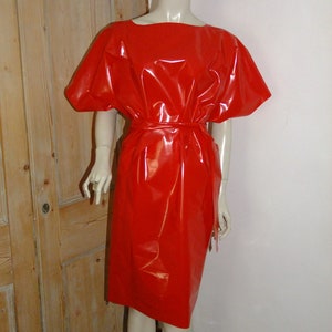 Women Plastic PVC Dress See Through A Line Plastic PVC Clear Dress  Waterproof Plus Size Dress Sexy Costume,Pink,S