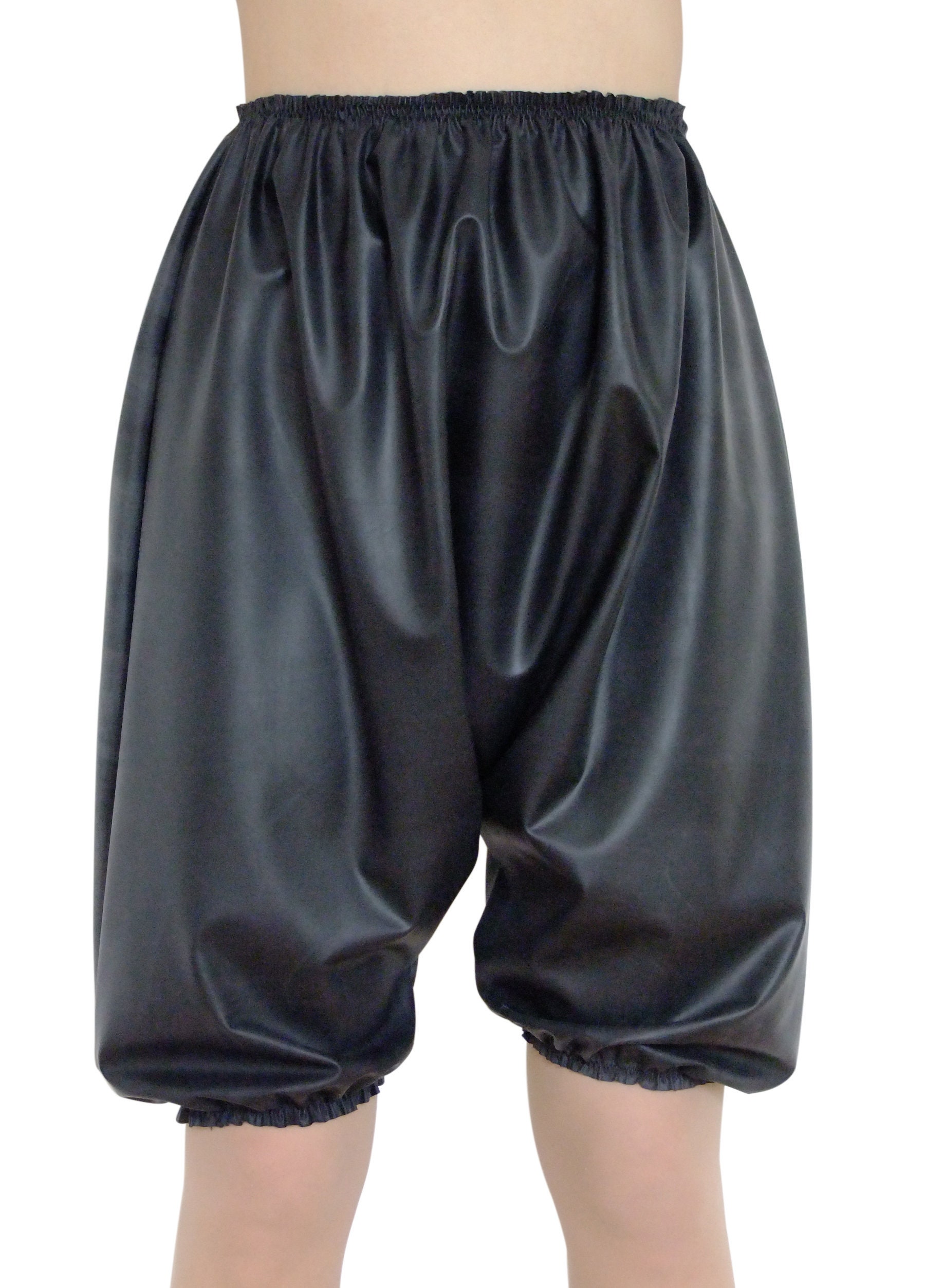 thumbnail image 2 of Lequida Latex Rubber Shorts - One Size Fits Most, Black High-Shine Latex Short Pants For Costume Or Fashion 2 of 9