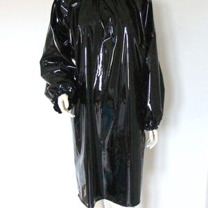 Shiny Black PVC Sweat Dress: Unisex Robe, Elastic Cuffs